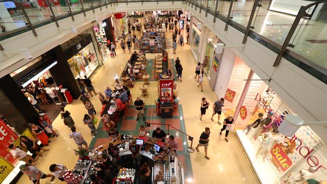 Shoppers in Westfield Marion for the Boxing Day sales. While the start was slow, the centre quickly became busy. Picture: Tait Schmaal