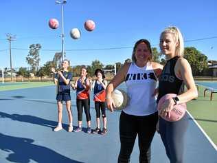 NETBALLERS: Jorjee Laverty, Charlee Shepherd, Sophie Pollock, Emma Hall and Jayde Laverty all hit the courts at Maranoa Netball. Picture: Jorja McDonnell