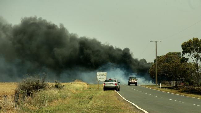 Roads in the area were blanketed in smoke. Picture: Alison Wynd