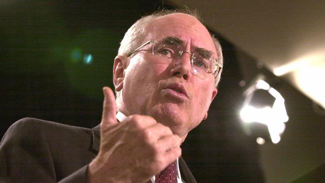 Former Prime Minister John Howard delivering speech at National Press Club in 2001.