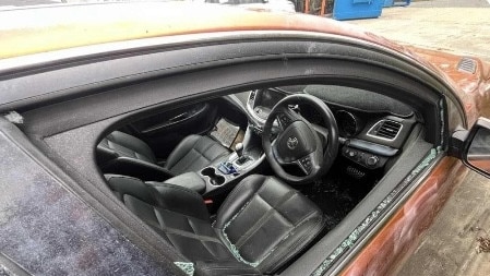 The condition the stolen Holden Commodore Redline was found in. Photo: Mako Shanks