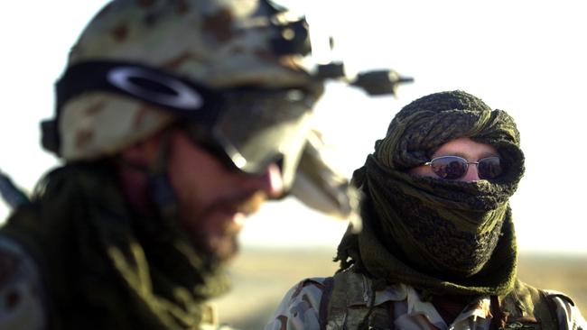 Australian Special Air Services (SAS) soldiers patrol around Bagram Airbase in Afghanistan in 2002. Picture: File