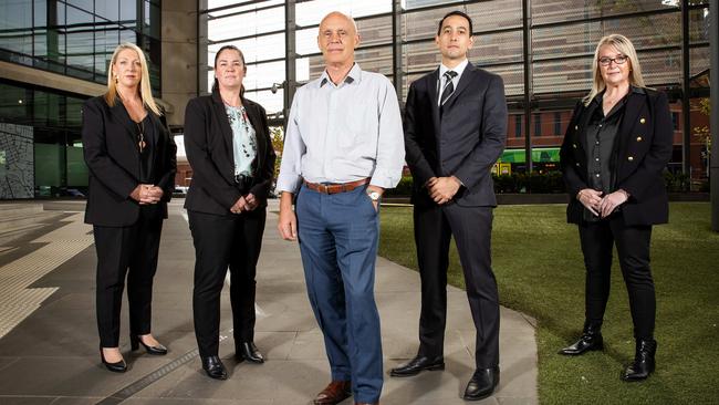 Detective Inspector Juliann Goldrick, Detective Sergeant Marsha Browning, Detective Senior Sergeant Bryce Pettett, Detective Senior Constable Anthony Murphy and Detective Senior Sergeant Tracy Johnston. Picture: Mark Stewart