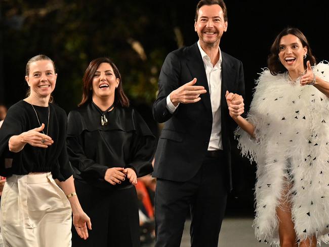 Australian fashion designers walk the runway during the Carla Zampatti show at Australian Fashion Week 2025 at Museum of Contemporary Art on May 12, 2025 in Sydney, Australia. Picture: James Gourley/Getty Images