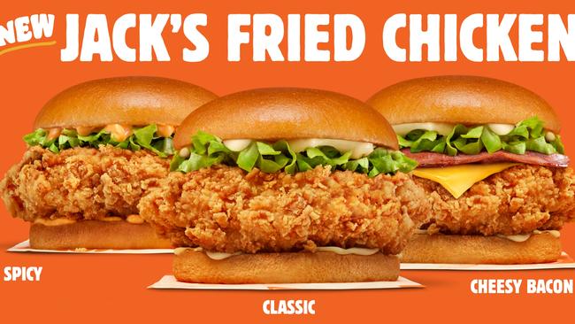 Hungry Jack’s have entered the fried chicken game, launching a range of burgers that were two years in the making. Picture: Supplied