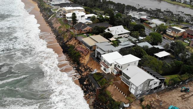 Homes along Ocean View Drive in Wamberal have been impacted by heavy swells. Picture: Toby Zerna