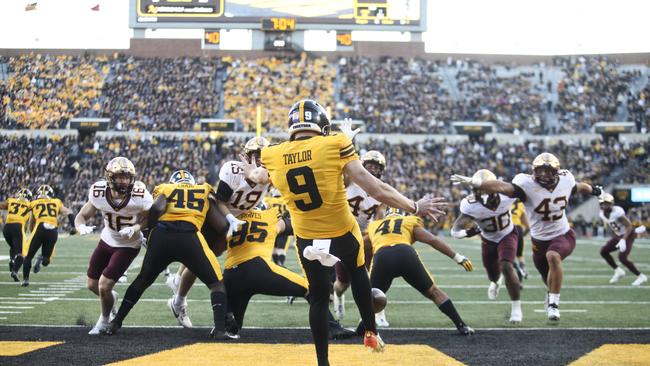 Tory Taylor won the Hawkeyes games wit his leg. (Photo by Matthew Holst/Getty Images)