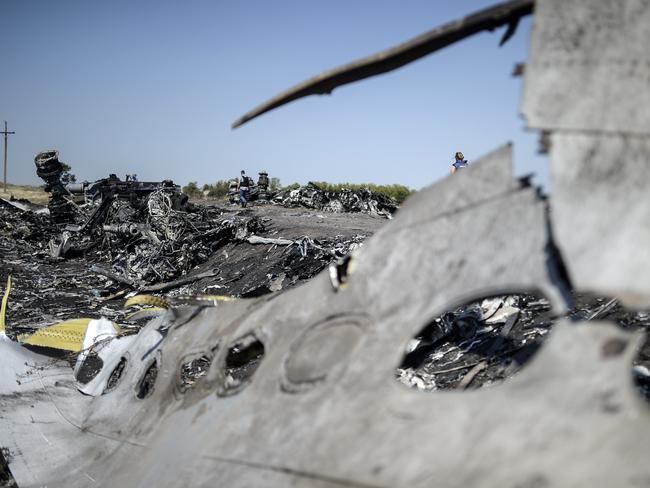 A part of MH17 at the crash site in the village of Hrabove (Grabovo), some 80km east of Donetsk. Picture: Bulent Kilic