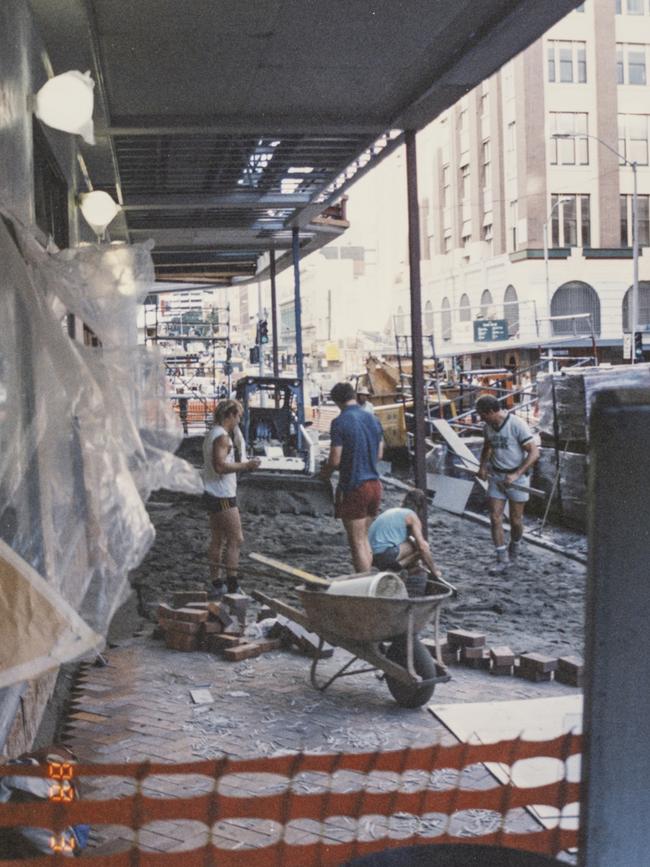 Photographs of the Myer Centre under construction in 1988. Photo: Gil Meland/State Library of Queensland.