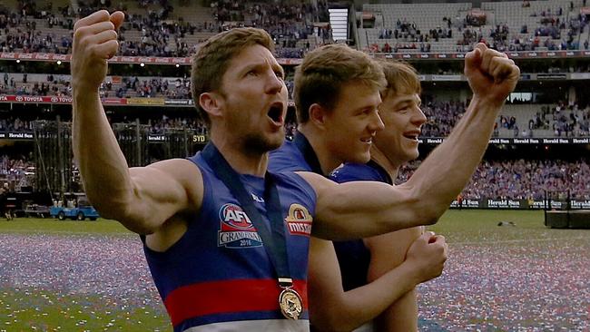 Matthew Boyd celebrates to the crowd. Picture: Wayne Ludbey