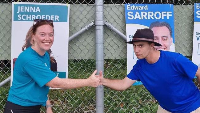 Division 7 candidate Jenna Schroeder with Edward Sarroff. She's taken the lead unexpectedly as counting continues. Picture: Supplied