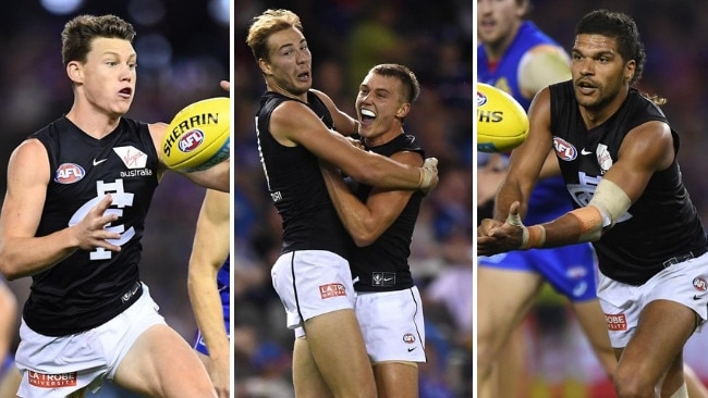 Harry McKay and Sam Petrevski-Seton came of age as Patrick Cripps and Sam Walsh put on a midfield master class in the Blues' win over the Dogs.