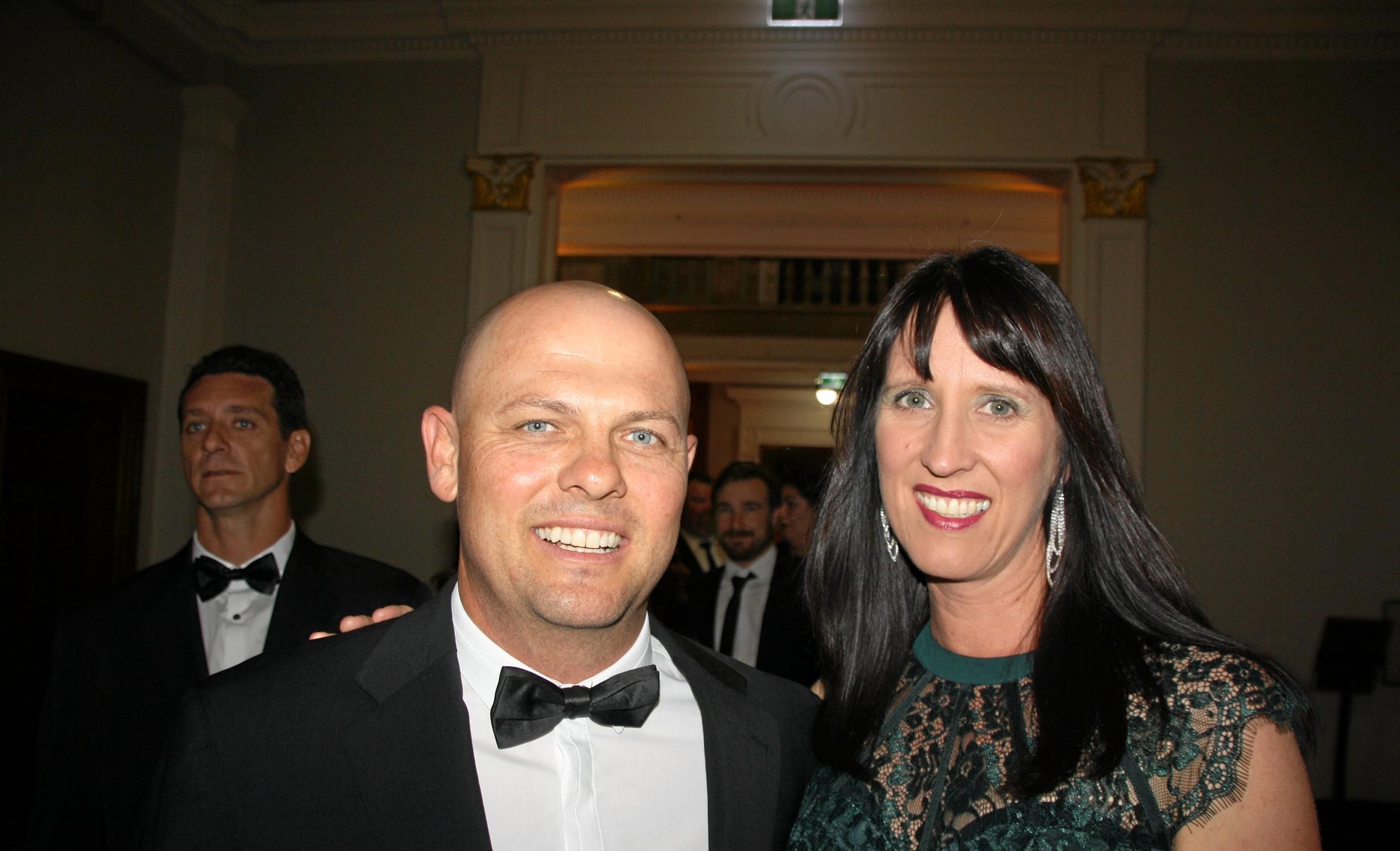 Steven and Paloma Hodgins of Huchinson Builders at the 2017 Master Builders Queensland Housing and Construction Awards at Brisbane City Hall. Picture: Erle Levey