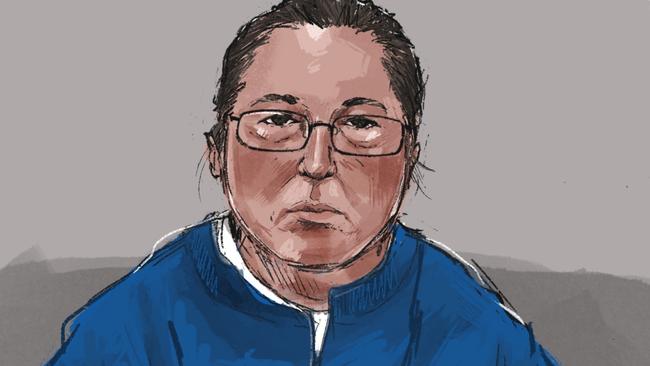 22/04/2024: A court sketch of Erin Patterson during her court appearance via video link from Dame Phyllis Frost Centre