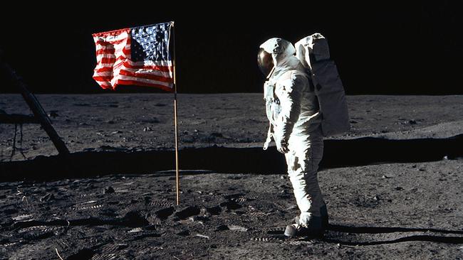 US astronaut Buzz Aldrin on the moon in during the first moon landing in 1969. Now everyone wants to go back there. Picture: AFP/NASA