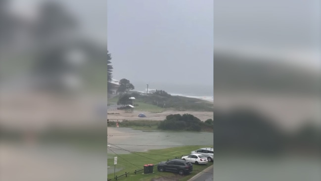 Woman's car floats to sea during storms