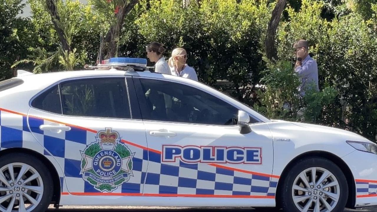 Police at Grevillea St in Varsity Lakes where a 24-year-old man was found stabbed. Picture: Charlton Hart.