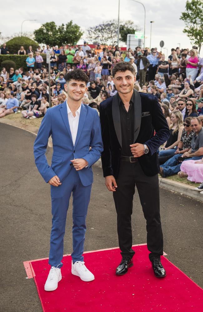 Faleh Khudir (left) and Majdal Ali at Harristown State High School formal at Highfields Cultural Centre, Friday, November 17, 2023. Picture: Kevin Farmer