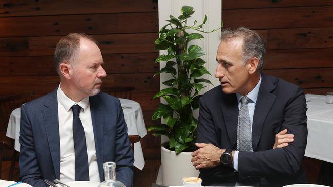 The Australian associate editor Eric Johnston with Wesfarmers CEO Rob Scott at the BCA Competitiveness and Productivity Roundtable. Picture: John Feder