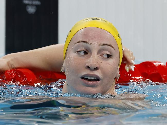 Mollie O’Callaghan finished fourth in the 100m freestyle — missing the podium by 0.01 seconds. Picture: Michael Klein