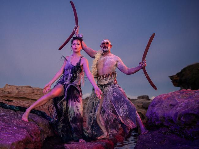 Adelaide Festival 2024 opening event Baleen Moondjan, by Stephen Page. Performers Maanyung and Rika Hamaguchi. Picture: Daniel Boud