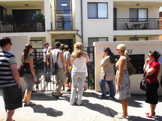 People queue up to inspect a one-bedroom unit in Clovelly for rent.