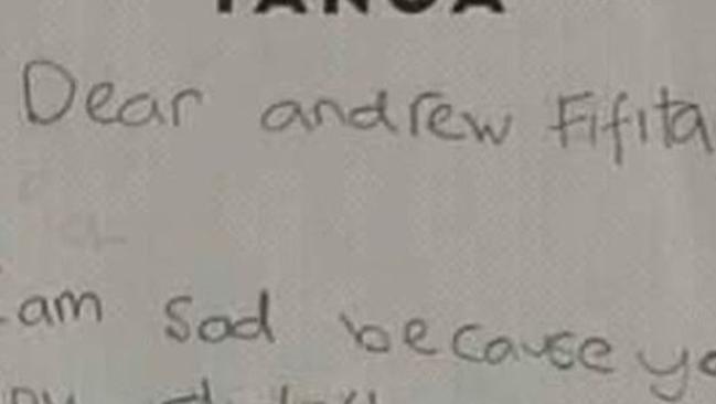 Fan's letter to Tonga star Andrew Fifita.