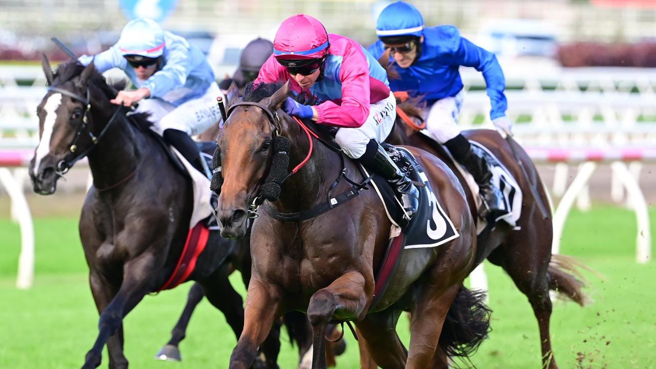 Philia races clear to win the Princess Stakes. Picture: Grant Peters/Trackside Photography