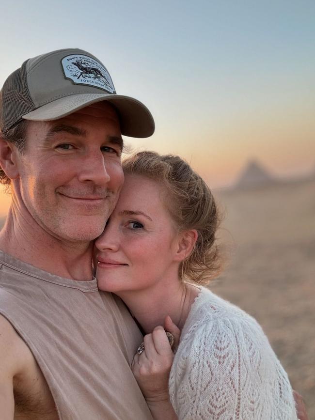 James Van Der Beek, pictured with his wife Kimberly, has revealed he has been diagnosed with colorectal cancer. Picture: Instagram