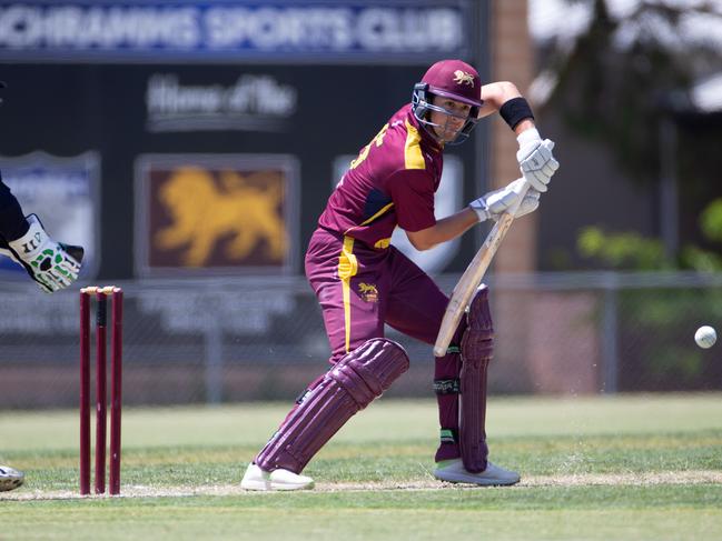 Premier Cricket: Fitzroy Doncaster v Geelong. Fitzroy Doncaster's N Korkolis  in action. Picture: Sarah Matray