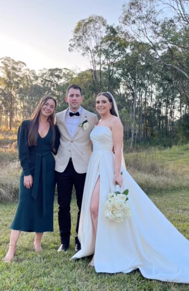 Bride and groom Mitchell Gaffney and Madeleine Edsell, and their wedding celebrant Ashley Ogle. Picture: Instagram