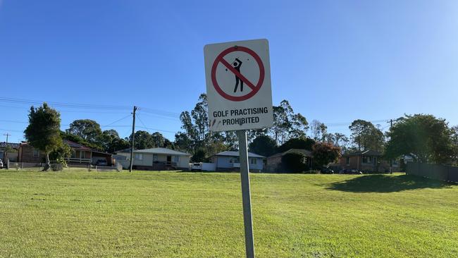 Casino report: A no golfing sign installed at McCracken Park on Baronia St in North Casino after complaints of kids hitting golf balls into neighbouring houses.