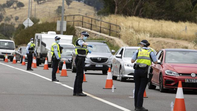 Hundreds of vehicles entering the ACT on the Federal Highway from NSW were stopped by ACT Police on January 2. Picture: Gary Ramage