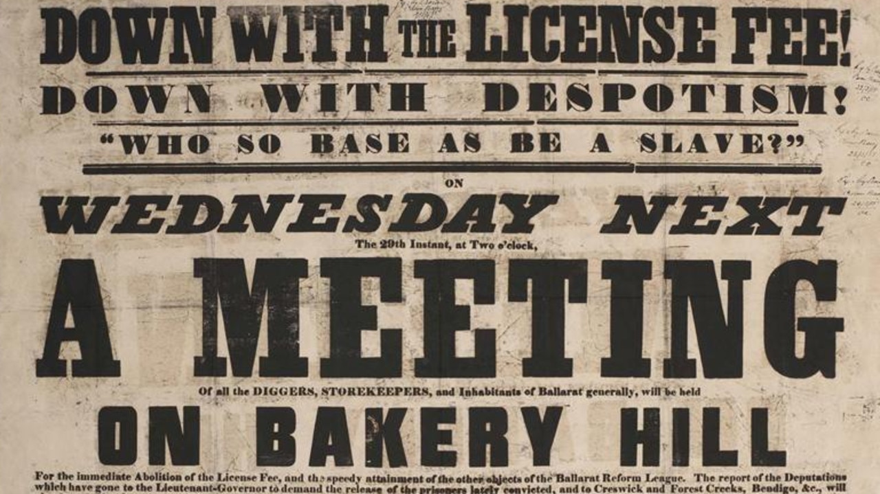 A poster advertising a meeting of miners at Bakery Hill. Picture: Sovereign Hill