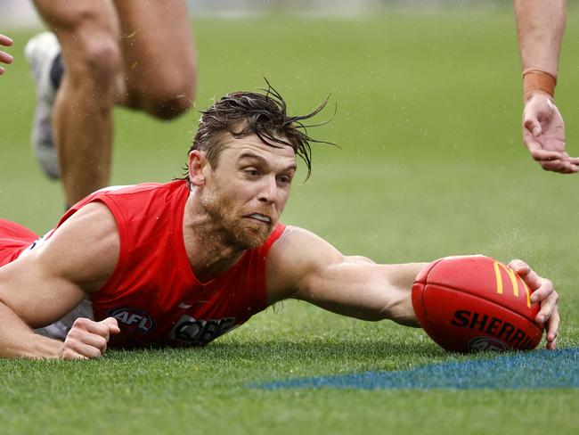 Rampe was one of the Swans’ best in the wet in the win over the Giants. Picture: Phil Hillyard