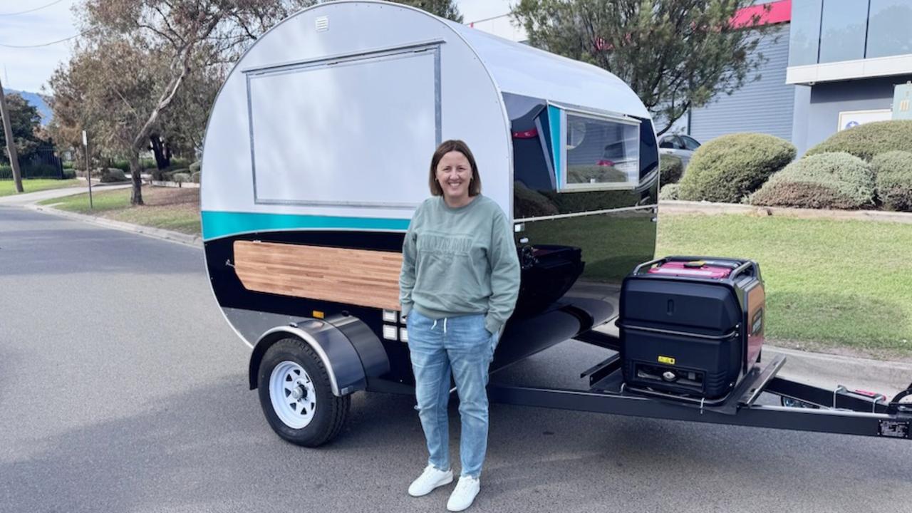 Serving smiles and caffeine: Amanda Lynch is hitting the road with the Little Latte Co van after two years in her Morphett Vale shop. Photo: Supplied