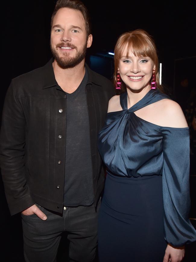 Jurassic World stars Chris Pratt and Bryce Dallas Howard promised more “epic” dinosaur action in Fallen World, the sequel to their T-Rex sized 2015 hit. Picture: Alberto E. Rodriguez/Getty Images