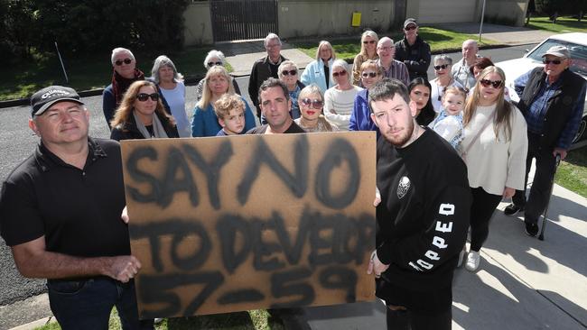 Residents objecting to plans for 17 apartments in The Parade. Picture: Alan Barber