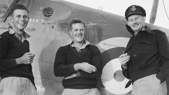 John Jackson, right, with leading aircraftman R. Dunning and J. Morvell. Picture: Australian War Memorial