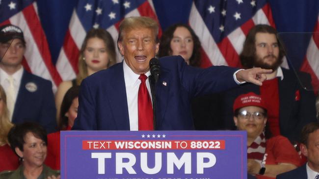 Donald Trump speaks during a campaign rally at the Hyatt Regency in Green Bay, Wisconsin.