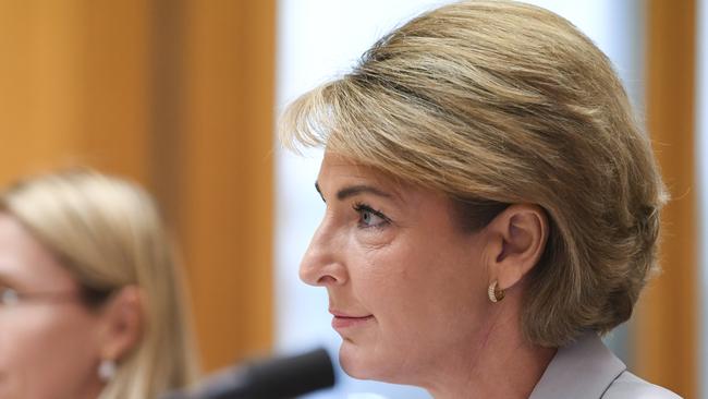 Australian Jobs Minister Michaelia Cash speaks during Senate estimates at Parliament House in Canberra, Thursday, March 1, 2018.  (AAP Image/Lukas Coch) NO ARCHIVING