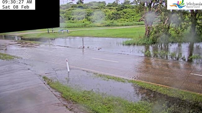 Queens Road, Bells Gully, Bowen inundated at 9.14am Saturday, 8 February