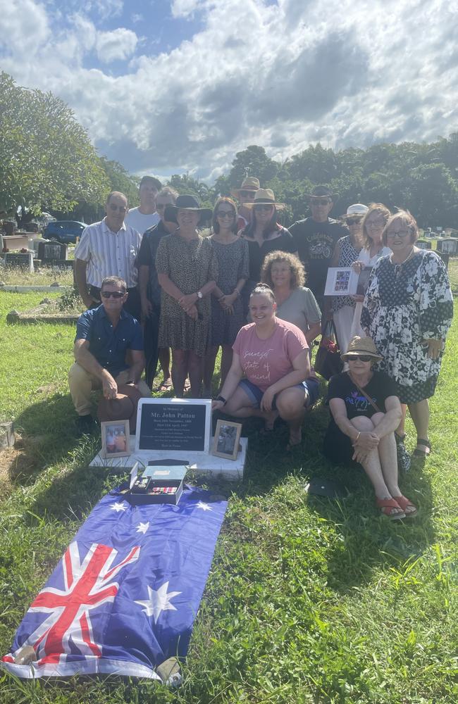 John Patton's family and descendants at the tombstone ceremony supported by Mackay RSL. Photo: Zoe Devenport