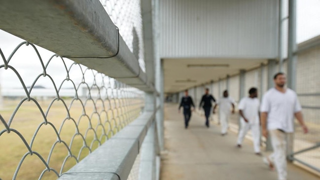 Staff escort prisoners through Queensland; Lotus Glen Correctional Centre. The male prison with a capacity to detain roughly 730 prisoners, 73% are First Nations people. Picture: Daniel Soekov for Human Rights Watch