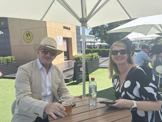 Katherina Tillston and Stephen Tillston enjoying the Melboune Cup. Picture: Oscar Jaeger