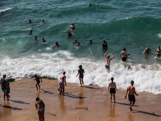 Newcastle: Christmas Day at Bar Beach. Picture: Roni Bintang/Getty Images