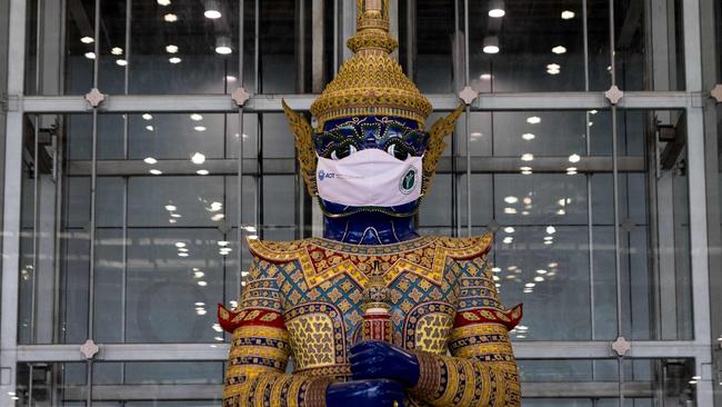 A traditional Thai statue at Bangkok airport. Picture: AFP