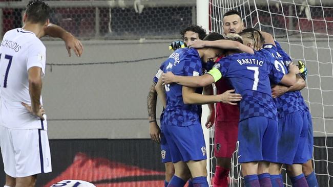 Croatia's players celebrate reaching the World Cup.