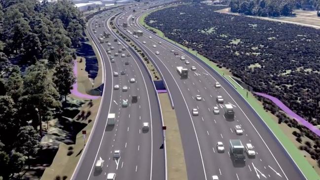 Artist impression of the $1 billion Gold Coast M1 upgrade between Varsity Lakes and Tugun. Picture: Supplied