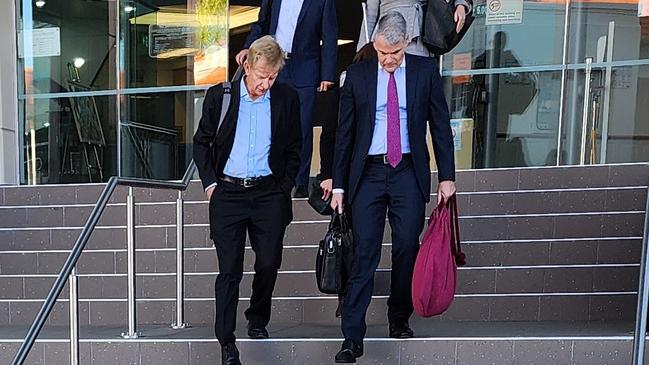 Ergon Energy Corporation Limited solicitor, Mr Murdoch (right), leaving Rockhampton Courthouse on September 7, 2023. Picture: Aden Stokes